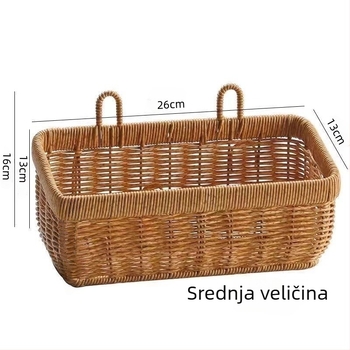Zidni višenamjenski koš za skladištenje od ratana s dizajnom zelenog luka, đumbira i češnjaka; pogodan za kuhinju, kupaonicu i spavaću sobu, na zidu ili kao dekorativna košara za cvijeće.
