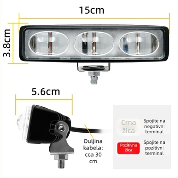 3-LED ultrajarko LED svjetlo za viljuškar, linearni tip, signaliziranje sigurnosne zone, crveno i plavo svjetlo