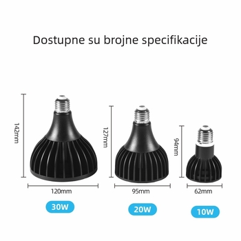 LED PAR38 rasvjeta za biljke s potpunim spektrom i zaštitom očiju, 30W, E27, CRI 98, 3000K/4000K/5800K