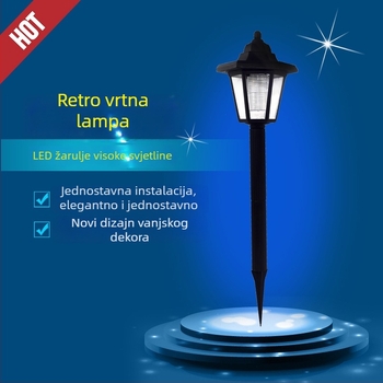 Solarna šesterokutna zemaljska svjetiljka za vanjski vrt, dekorativni usmjereni reflektor u stilu palače