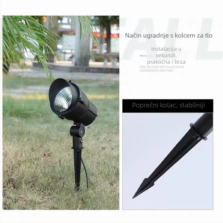 LED vanjski vodootporni COB reflektor za drvo, 220V, 30W, dvorišni krajolik, zidno svjetlo