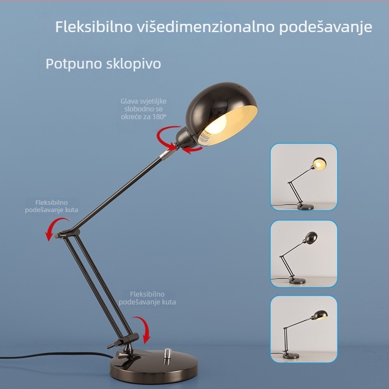 Stolna LED lampa s metalnim dugim ramenom za fotografiranje nakita – dekorativna rasvjeta za hotele i apartmane