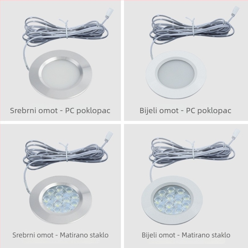 LED svjetlo za ormar, ugrađena okrugla downlight, osvjetljenje garderobe i vitrina