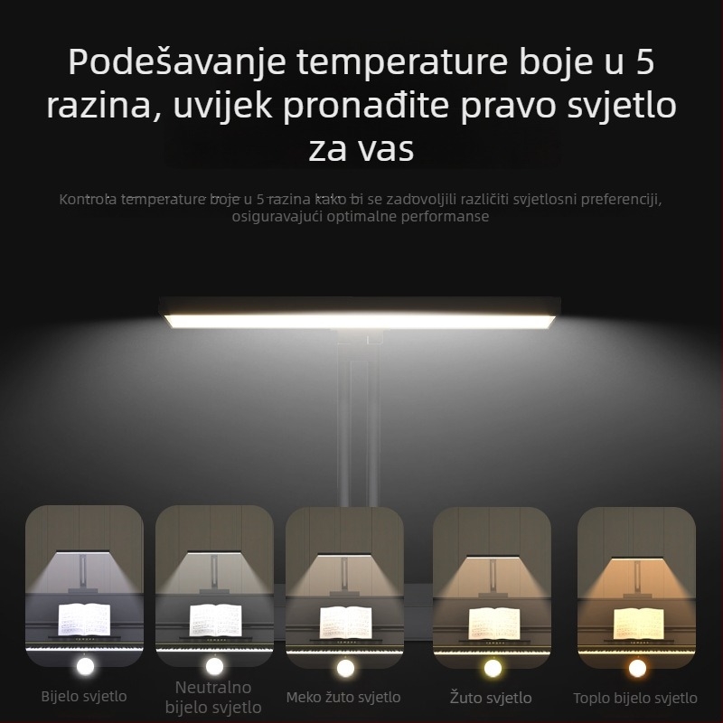 Profesionalna visokokvalitetna LED stolna lampa za klavir sa zaštitom očiju, visoka reprodukcija boja, podešeni kut, namijenjena za vježbanje na klaviru, ultra jasna