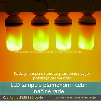LED lampica plamena s treperenjem, dinamični plamen, božićni dekorativni rasvjetni komad za bar i KTV, baza E27/E26
