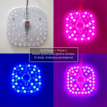 LED plafonjera s magnetnim modulom za zamjenu boje – kvadratna ili kružna, za spavaću sobu, balkon i dnevni boravak