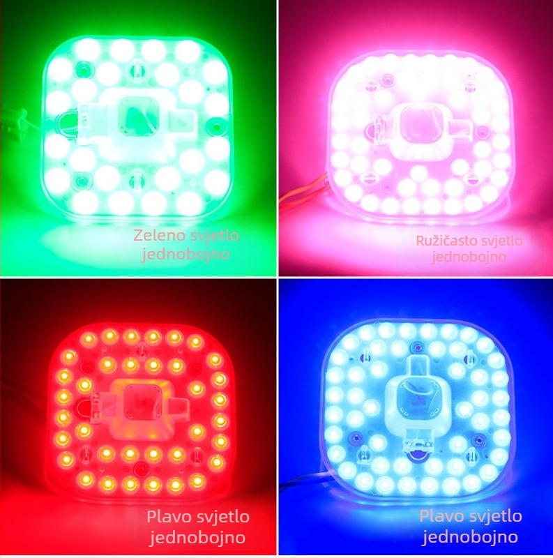 LED plafonjera s magnetnim modulom za zamjenu boje – kvadratna ili kružna, za spavaću sobu, balkon i dnevni boravak