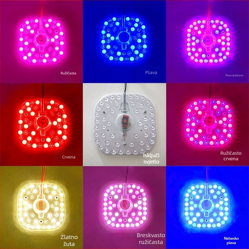 LED plafonjera s magnetnim modulom za zamjenu boje – kvadratna ili kružna, za spavaću sobu, balkon i dnevni boravak