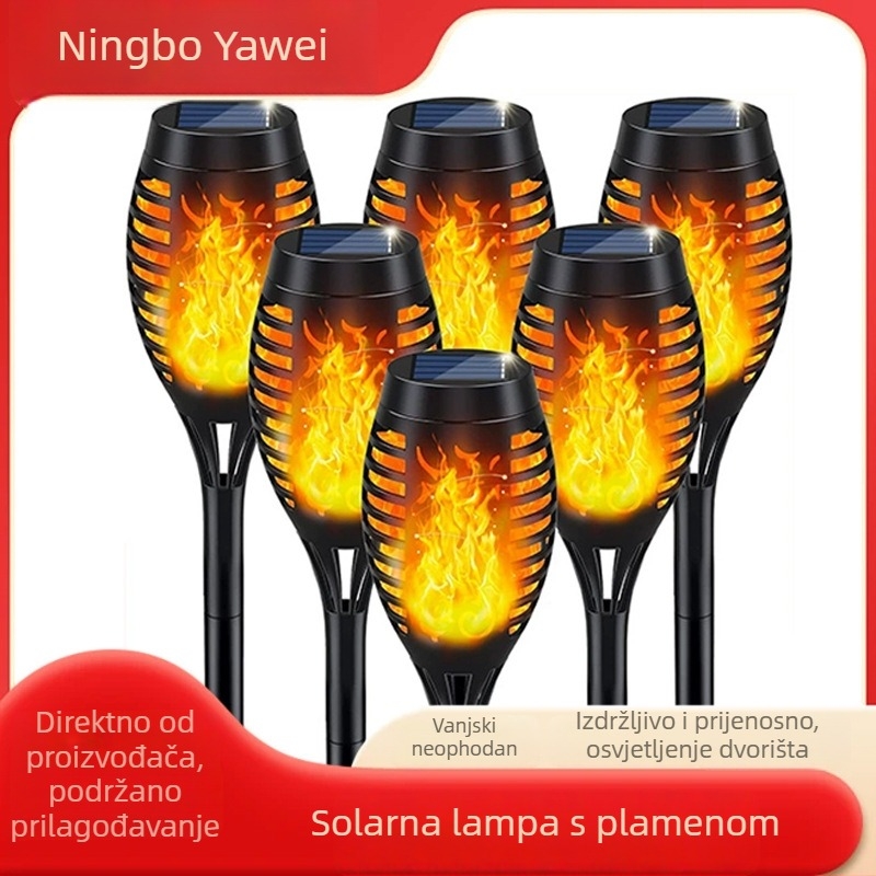 Solarna lampa s plamenom za vanjsku upotrebu, 12 LED, zemaljska lampa za travnjak, ambijentalno dvorišno osvjetljenje