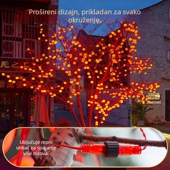 Solarne LED niti u obliku persimona, novogodišnja atmosfera, dekor za dvorište, za vješanje na drvo, unutarnja dekoracija