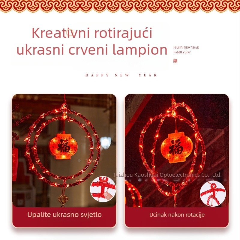 2026 Crveni lampioni s dvostrukim prstenom – LED ukrasna svjetla za kuću i vrt, atmosfera rasvjeta za Novu godinu i proljetni festival