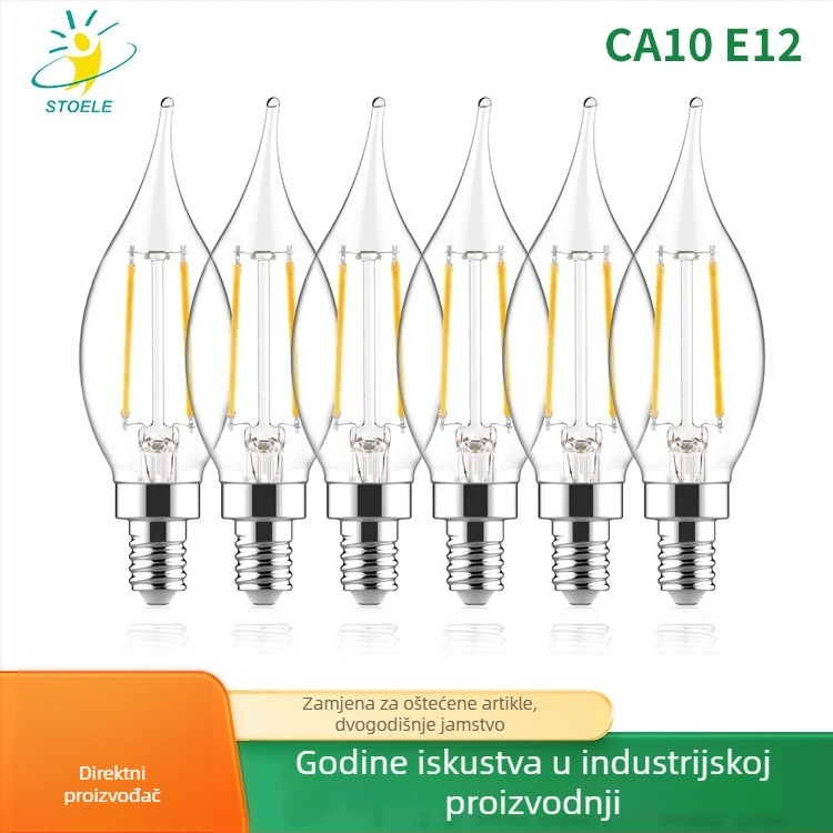LED svijećna žarulica s filamentom C35, 4W, E12 utičnica
