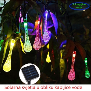 Solarni LED niz s kapljicama vode, 20 LED, vanjska vodootporna dekoracija dvorišta
