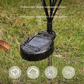 Solarna vanjska LED svjetiljka s efektom meteorskog kišnog svjetla, oblik planete, vrtna i dvorišna dekoracija, nosač za travnjak, IP65, E14, 1000 lm, 50 000 sati