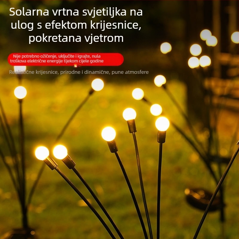Solarna vanjska LED svjetiljka s efektom meteorskog kišnog svjetla, oblik planete, vrtna i dvorišna dekoracija, nosač za travnjak, IP65, E14, 1000 lm, 50 000 sati
