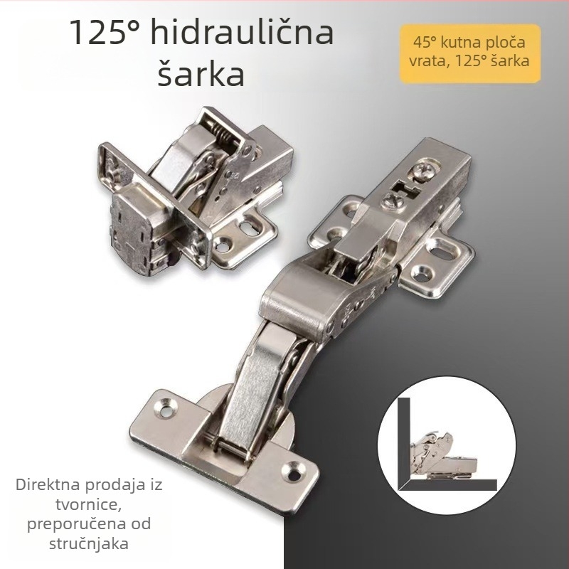 125° hidraulični šarnir za vrata i ormarice, leptir šarnir s dvostrukim čašicama, dijagonalni rez od 45°