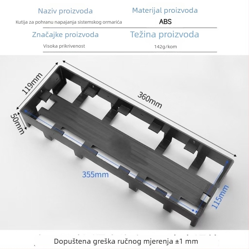 Kutija za pohranu napajanja sustava ormara, čvrsta i izdržljiva, debeli ABS materijal, pogodna za namještajne ormariće i kontrolnu kutiju za LED traku