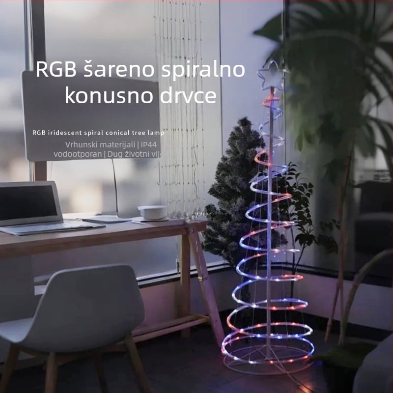 Špiralno atmosfersko svjetlo za unutarnju i vanjsku upotrebu, ukrasno osvjetljenje za festivale na otvorenom, vrtno svjetlo, IP44 vodootporno.