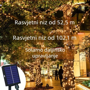 Solarnim napajanjem, vanjske vodootporne LED svjetiljice u nizu za ukrašavanje dvorišta za Novu godinu i proljetni festival