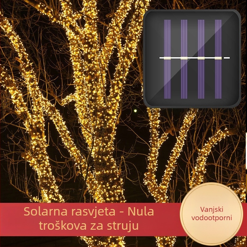 Solarnim napajanjem, vanjske vodootporne LED svjetiljice u nizu za ukrašavanje dvorišta za Novu godinu i proljetni festival