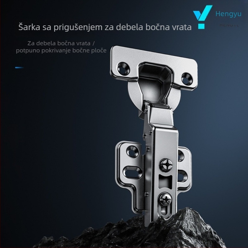 Hidraulični šarnir za ormar s punim tlumenjem, tih rad, za vrata s debelim bočnim panelima, dvostupanjska snaga, nehrđajući čelik