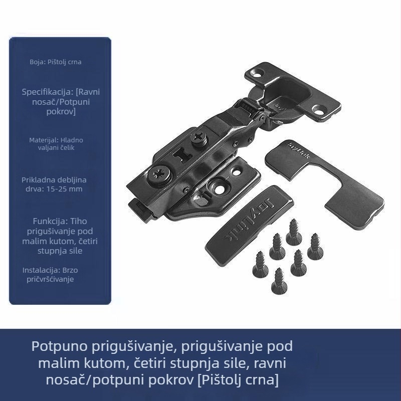 JoyLink Left Neighbor Alpha 3D podesivi šarki za vrata debljine 35 mm, nulti kut, brzo montiranje, boja titan-gunmetal
