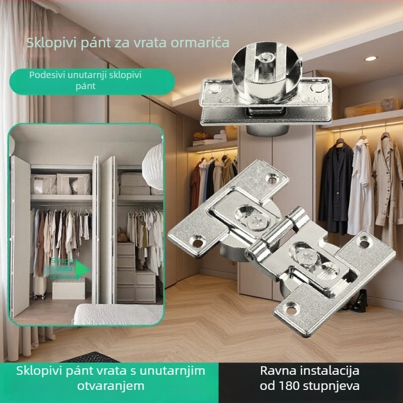 Dvostruki panto vrata, sklopni, 180° ravno zatvaranje, za preklopne ormare i klizna vrata garderobe