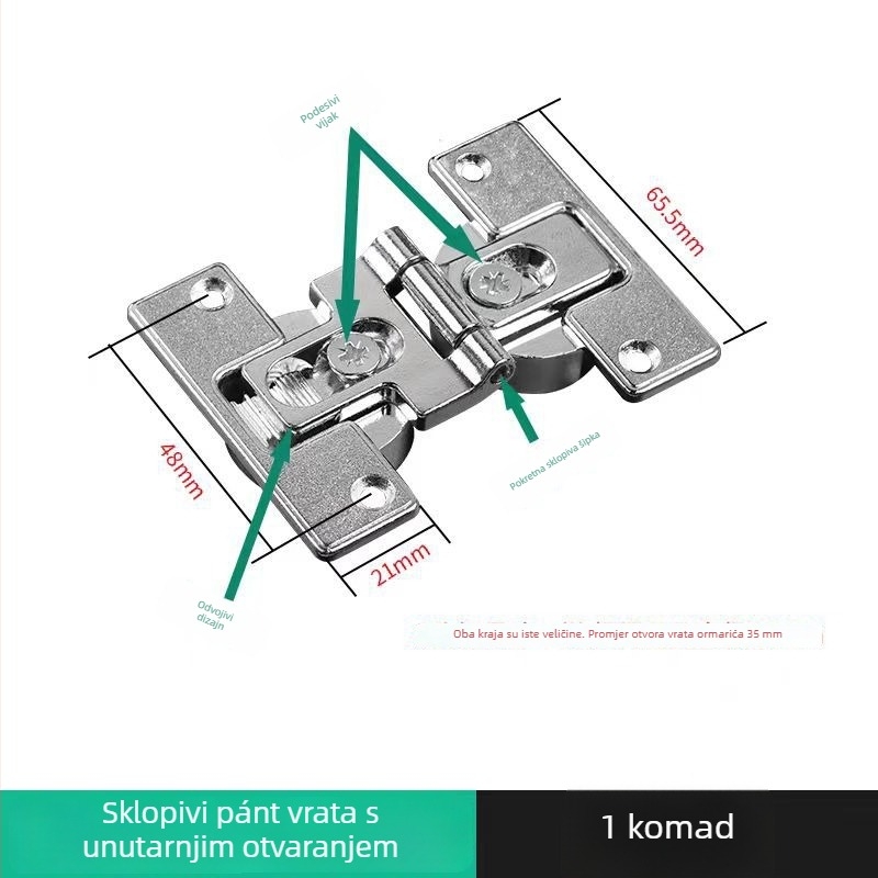 Dvostruki panto vrata, sklopni, 180° ravno zatvaranje, za preklopne ormare i klizna vrata garderobe