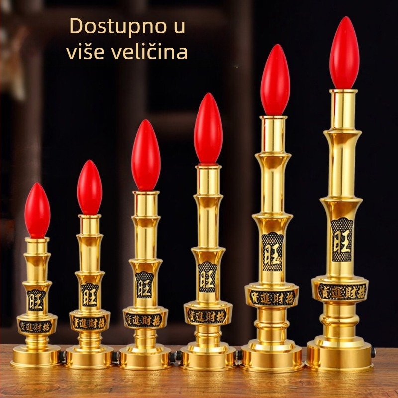 Uključna LED svijećna lampa za dom, gravirani legirani držač svijeća