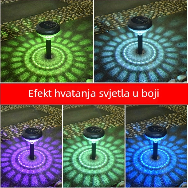 Solarno vanjsko svjetlo za travnjak i dvorište, vodootporna zemaljska svjetiljka s motivom biljaka