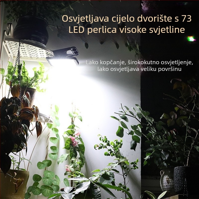 Vanjska vodootporna solarna lampa sa senzorom pokreta, pogodna za kampiranje i vrt, LED nužno osvjetljenje, zidna ili klips lampica