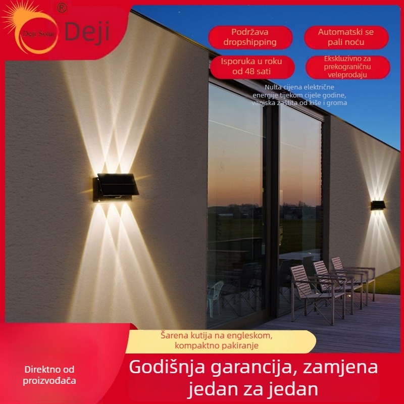 Solarna vanjska zidna svjetiljka IP65, RGB rasvjeta za vrt, terasu i balkon