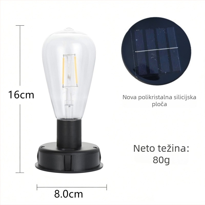 Vanjski solarni fenjer s LED izvorom svjetla, željezni fenjer s poklopcem lampe, promjer 80 cm.