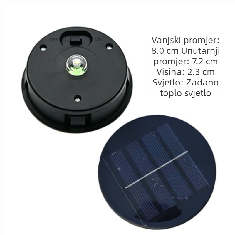 Vanjski solarni fenjer s LED izvorom svjetla, željezni fenjer s poklopcem lampe, promjer 80 cm.