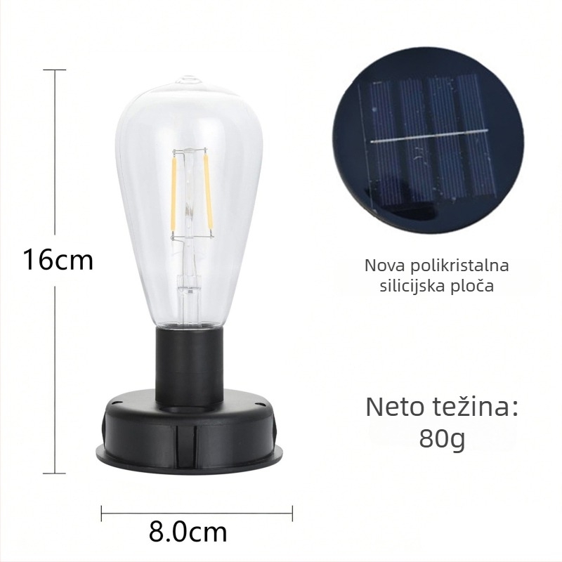 Vanjski solarni fenjer s LED izvorom svjetla, željezni fenjer s poklopcem lampe, promjer 80 cm.