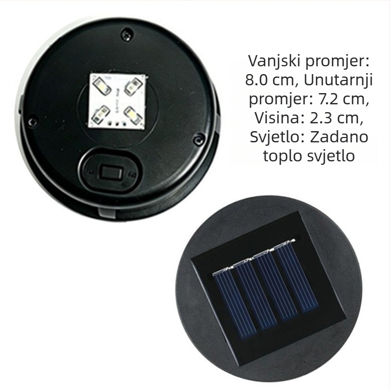 Vanjski solarni fenjer s LED izvorom svjetla, željezni fenjer s poklopcem lampe, promjer 80 cm.