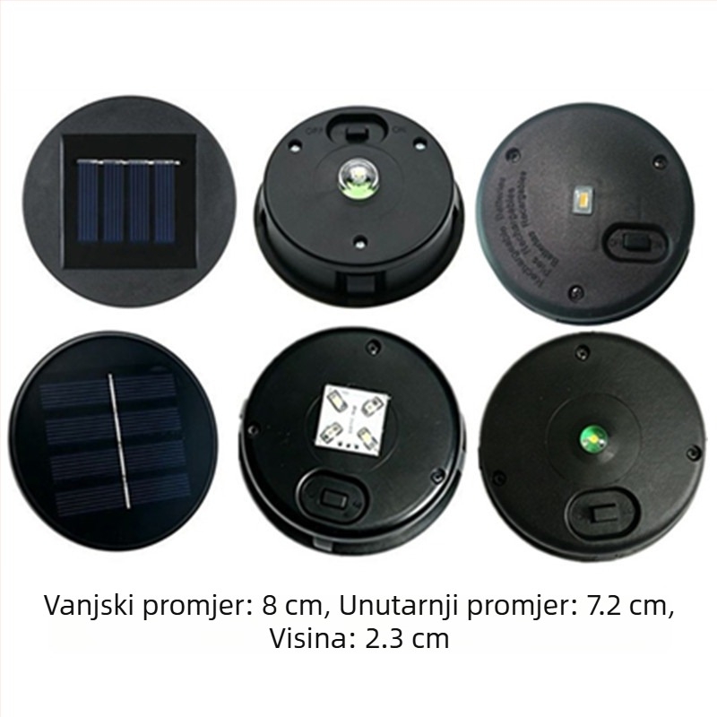 Vanjski solarni fenjer s LED izvorom svjetla, željezni fenjer s poklopcem lampe, promjer 80 cm.