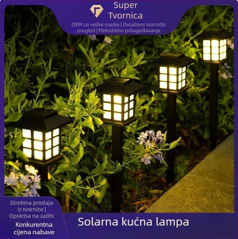 Solarne vanjske lampe za vrt i dvorište, lampe na stalku u obliku kuće, ambijentalno osvjetljenje