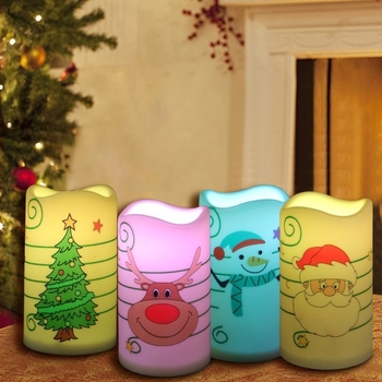 Set od 4 LED svijeće za kreativnu svečanu DIY dekoraciju – tematsko party osvjetljenje s prilagodljivim uzorcima