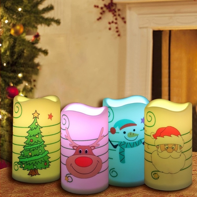 Set od 4 LED svijeće za kreativnu svečanu DIY dekoraciju – tematsko party osvjetljenje s prilagodljivim uzorcima