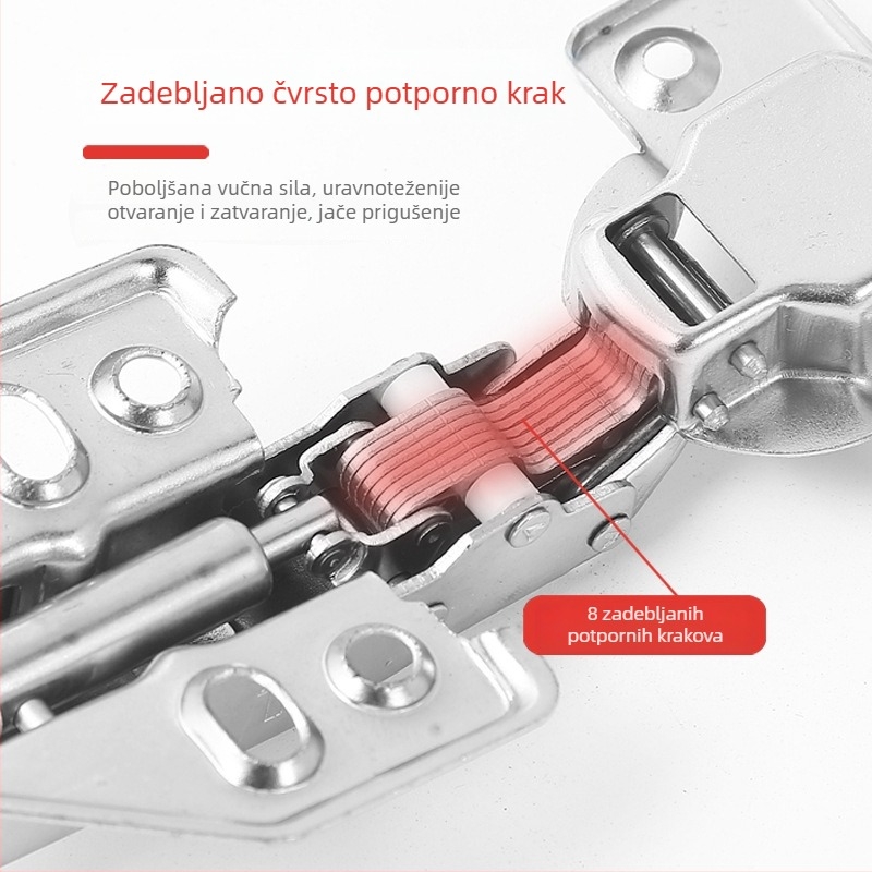 Hidraulijska šarka za ormariće i garderobu, ojačana amortizerom, tiho otvaranje