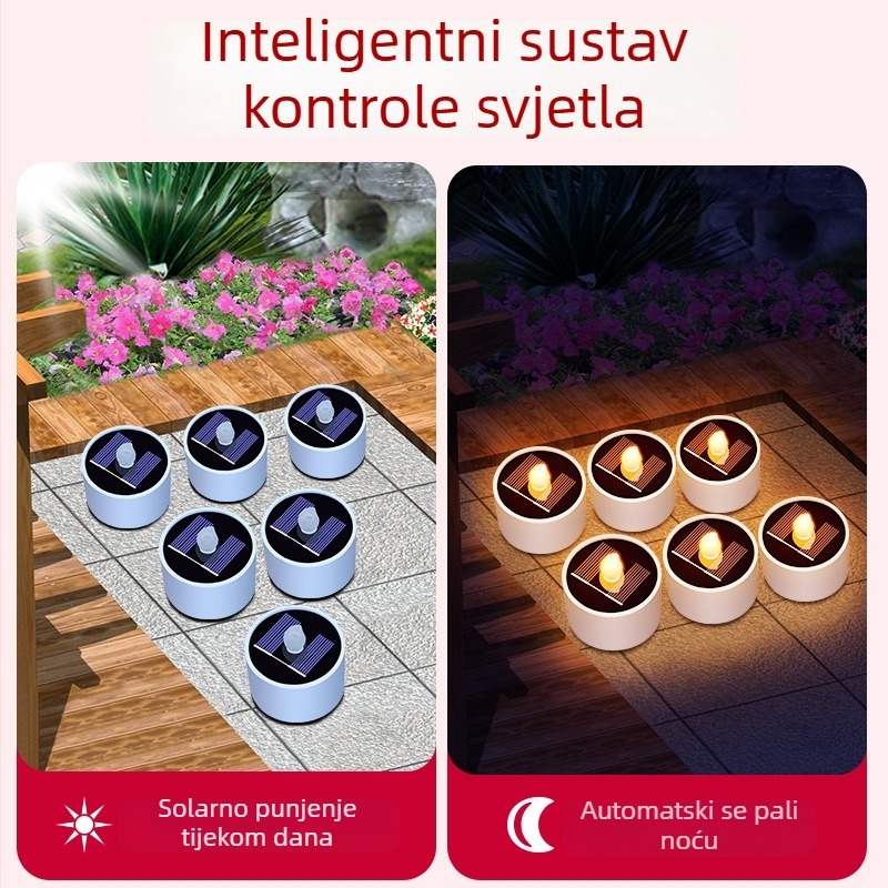 Solarna vanjska vrtna lampa za vanjsku upotrebu, vodootporna, dekorativna viseća svjetiljka u obliku svijeće sa senzorom, za balkon