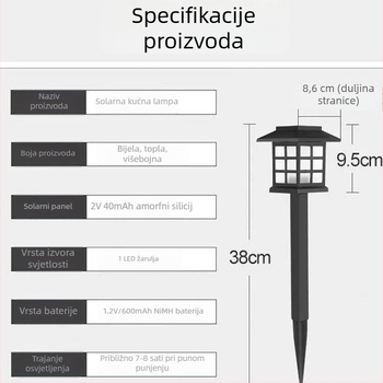 Solarna vanjska LED noćna svjetiljka – kompaktna stolna lampa za dvorište i vrt