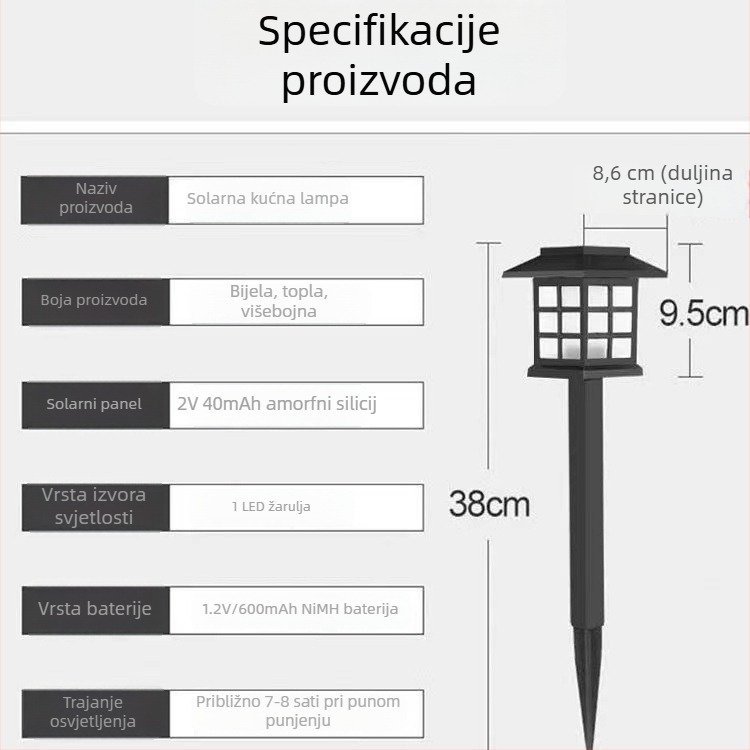 Solarna vanjska LED noćna svjetiljka – kompaktna stolna lampa za dvorište i vrt