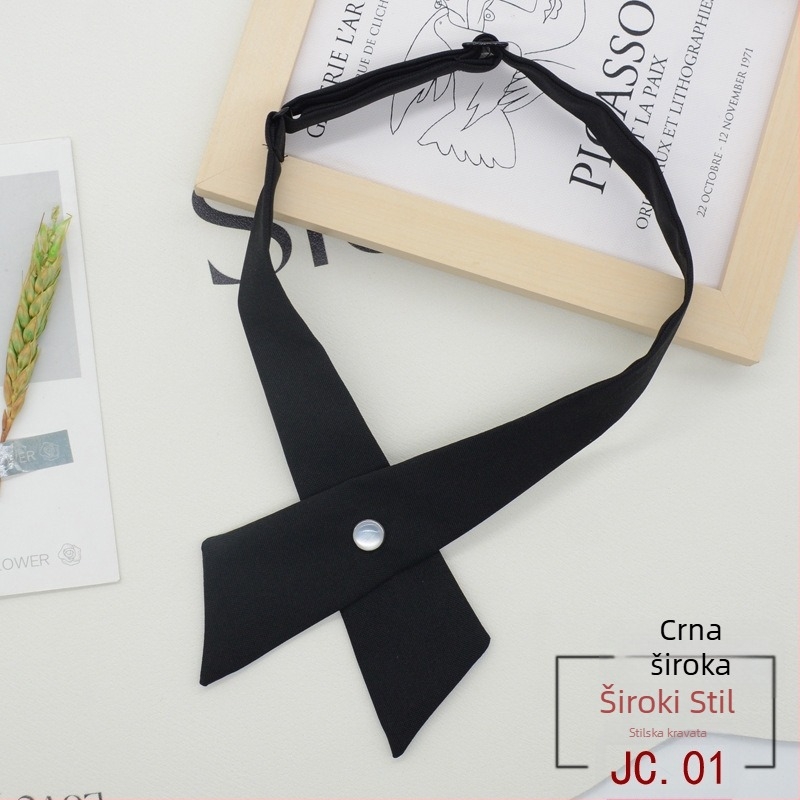 Ženska križna leptir-mašna za školsku uniformu, korejski i japanski stil, crna