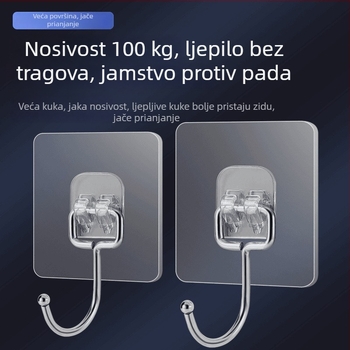 Set od 10 velikih ljepilnih kukica bez bušenja, za vrata i zidove, nehrđajući čelik, nosivost 1–3 kg
