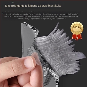 Set od 10 velikih ljepilnih kukica bez bušenja, za vrata i zidove, nehrđajući čelik, nosivost 1–3 kg