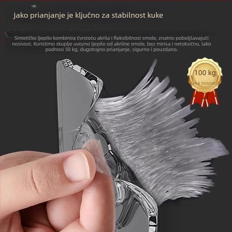 Set od 10 velikih ljepilnih kukica bez bušenja, za vrata i zidove, nehrđajući čelik, nosivost 1–3 kg
