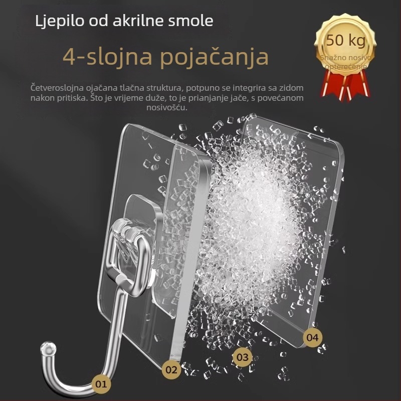 Set od 10 velikih ljepilnih kukica bez bušenja, za vrata i zidove, nehrđajući čelik, nosivost 1–3 kg