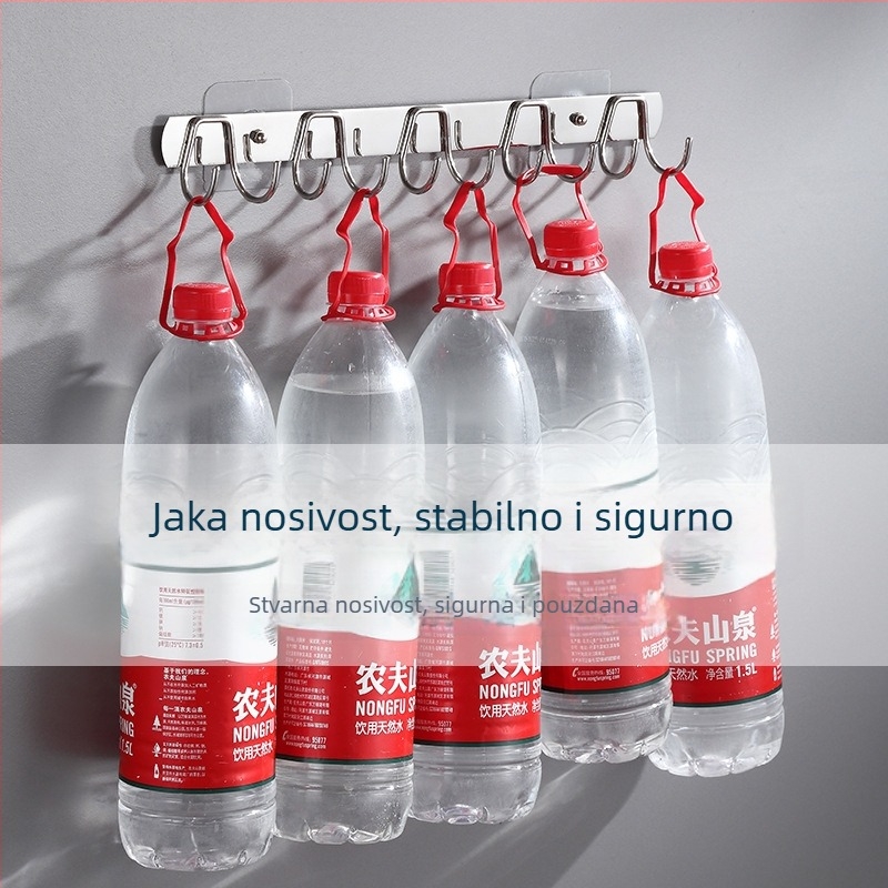 Nerđajući čelični kukici s ljepilom bez bušenja, kuhinjski i za odjeću, integrirani zidni držač